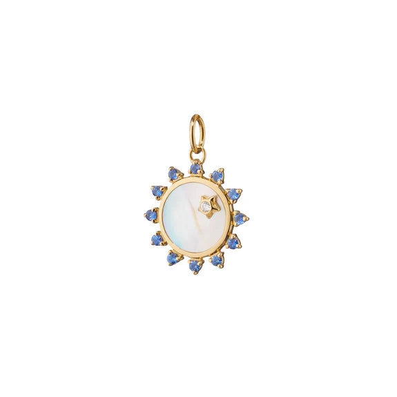 Monica Rich Kosann Mini MOP & Sapphire Happiness Sun Charm - Charles Mayer