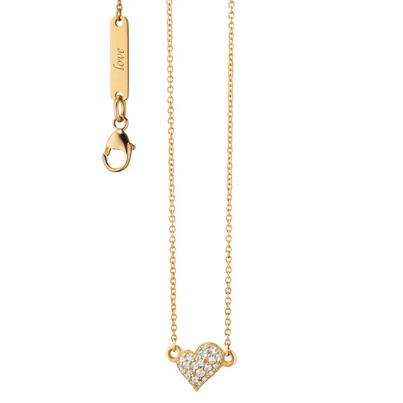 Monica Rich Kosann 18k Yellow Gold Small Pave Heart Necklace - Charles Mayer