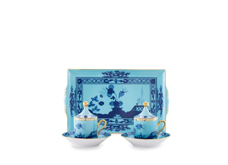 Ginori Oriente Italiano Iris Coffee Set for 2 with Tray - Charles Mayer