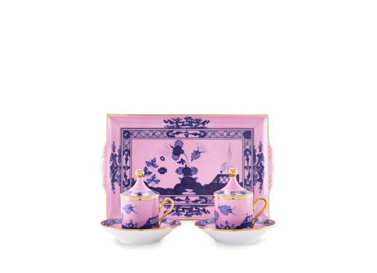 Ginori Oriente Italiano Azalea Coffee Set for 2 with Tray - Charles Mayer