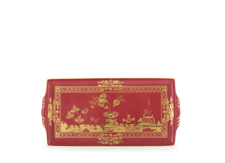 Ginori Oriente Italiano Rubrum Large Rectangular Tray w/Handles - Charles Mayer