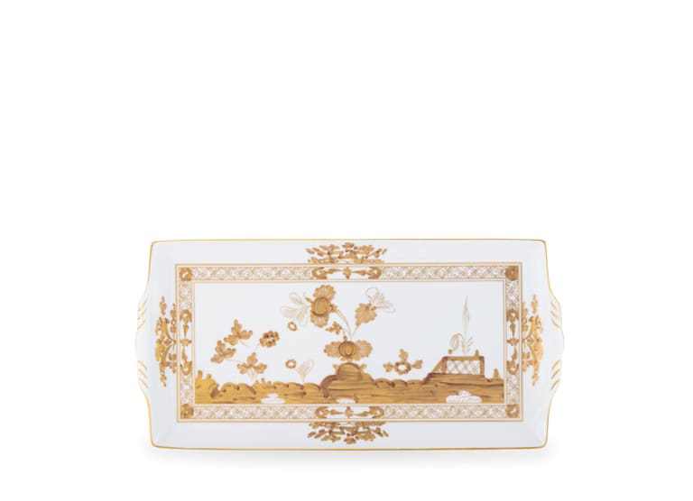 Ginori Oriente Italiano Aurum Large Rectangular Tray w/Handles - Charles Mayer