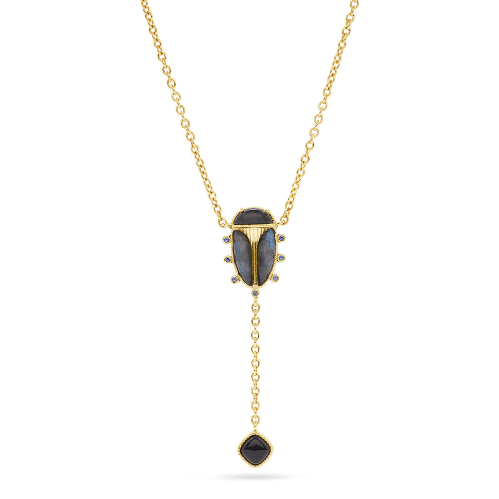 Capucine De Wulf Scarab Lariat Necklace in Blue Labadorite - Charles Mayer
