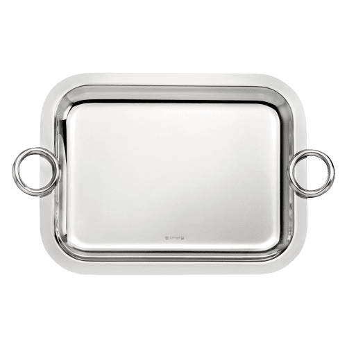 Christofle Vertigo Silver Plated Rectangular Tray With Handles, 10" x 8" - Charles Mayer