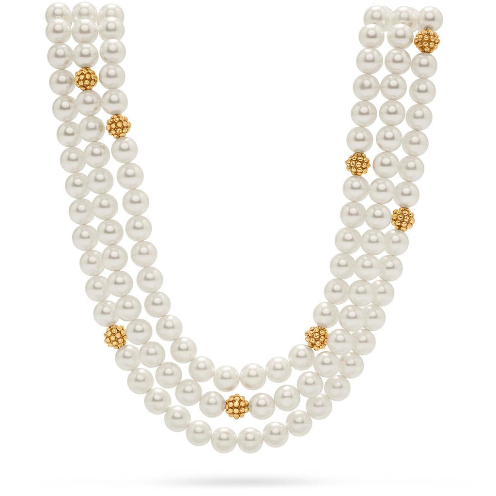 Capucine De Wulf Berry & Bead Triple Strand Pearl w/Gold Necklace - Charles Mayer