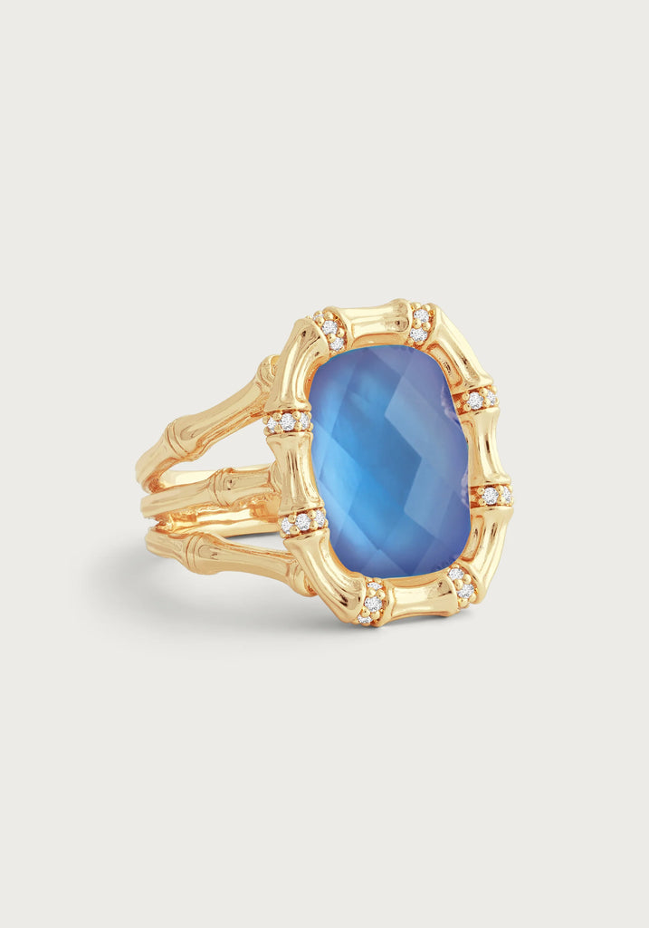 Anabel Aram Bamboo with Iridescent Swiss Blue Ring, Size 8 - Charles Mayer