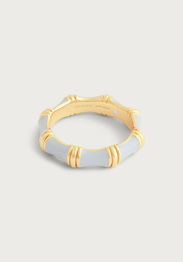 Anabel Aram Pale Blue Enameled Bamboo Ring-Size 7 - Charles Mayer