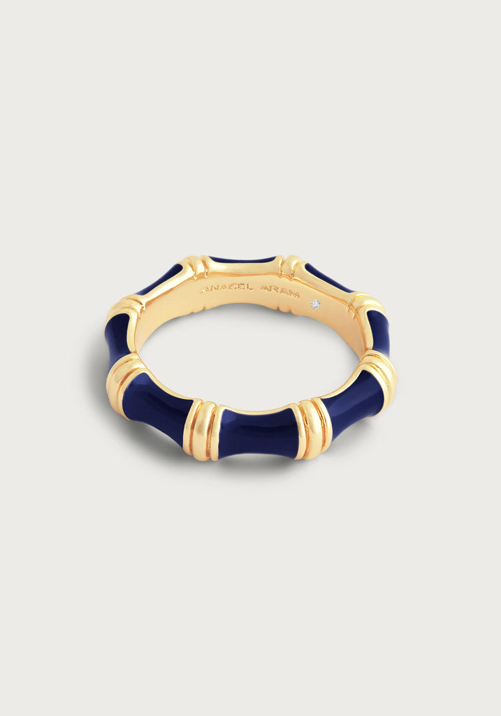 Anabel Aram Atlantic Navy Enameled Bamboo Ring-Size7 - Charles Mayer