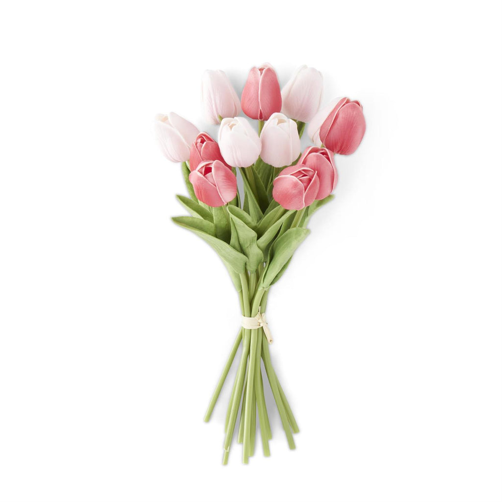 13.5 Inch Pink/Rose Real Touch Mini Tulip Bundle, 12 Stems - Charles Mayer
