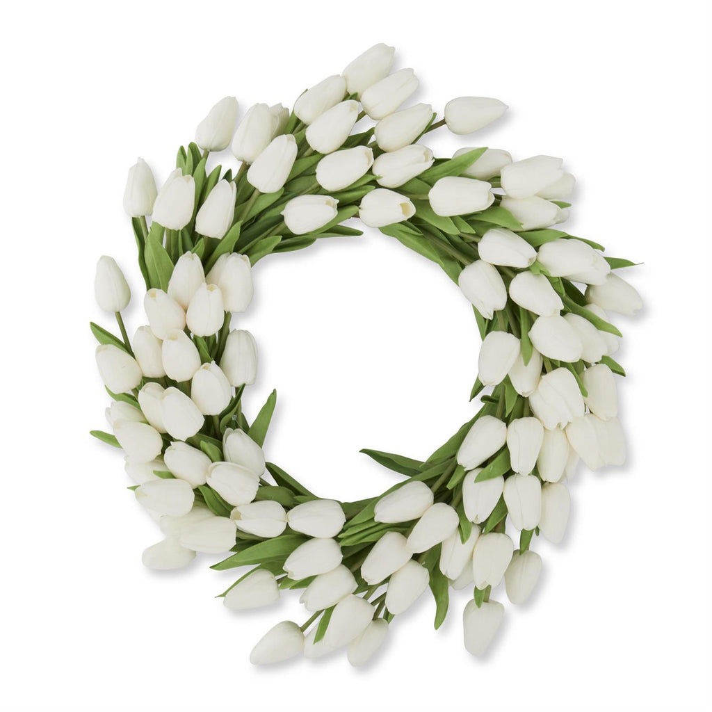 22 Inch White Real Touch Mini Tulip Wreath - Charles Mayer
