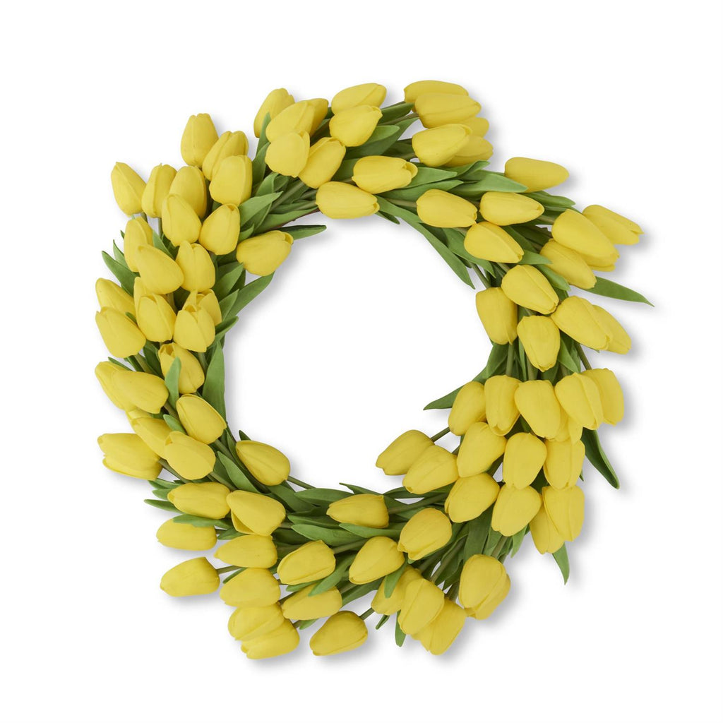 22 inch Real Touch Yellow Tulip Wreath - Charles Mayer
