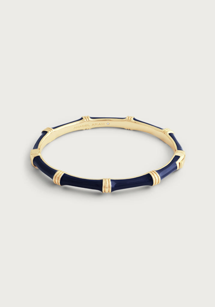Anabel Aram Admiral Blue Bamboo Hinged Bangle - Charles Mayer