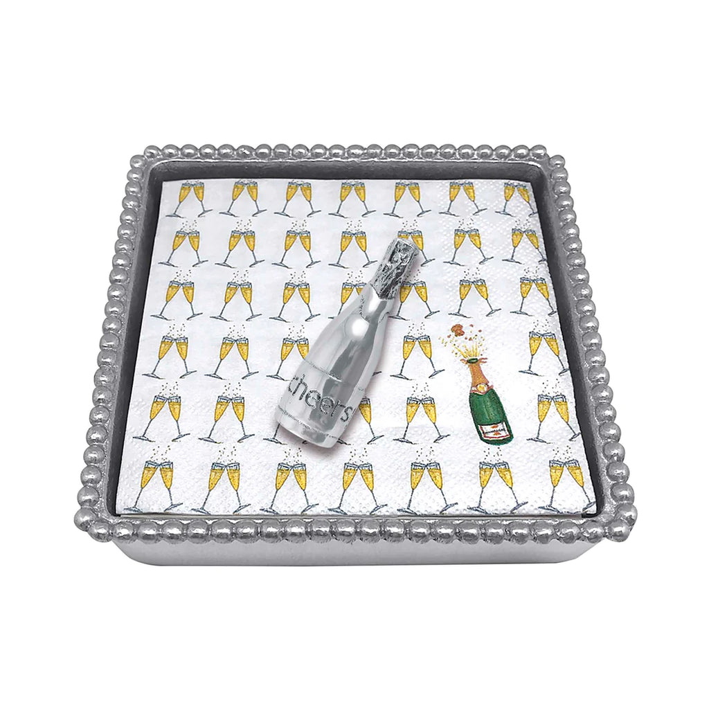 Mariposa Holiday Champagne Beaded Napkin Box - Charles Mayer