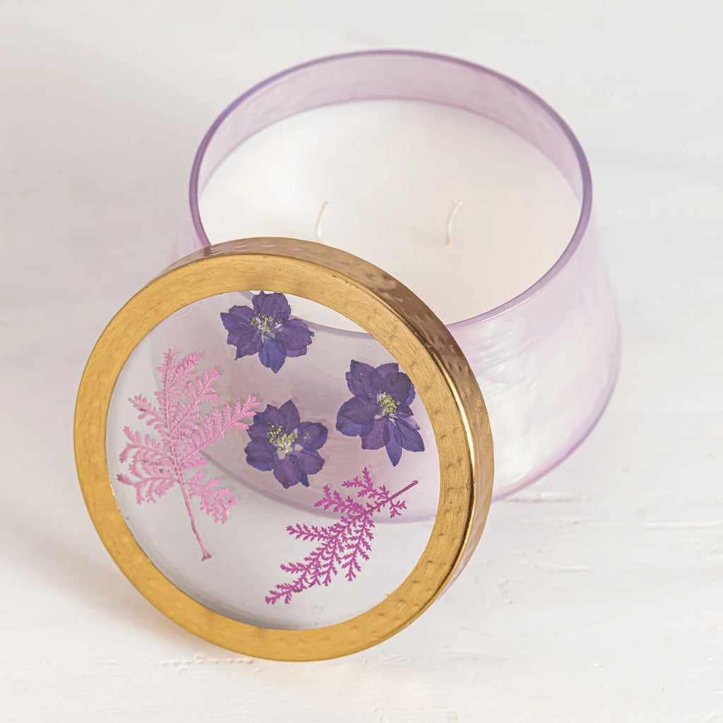 Rosy Rings Blackberry & Coconut Large Pressed Floral Candle - Charles Mayer