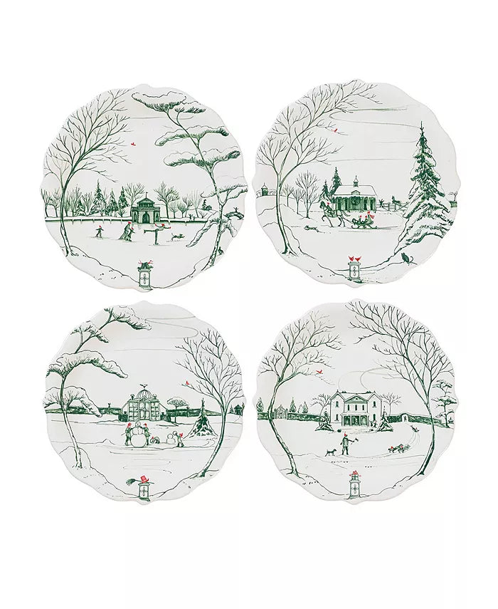 Juliska Winter Frolic Evergreen Party Plates, Set of 4 - Charles Mayer