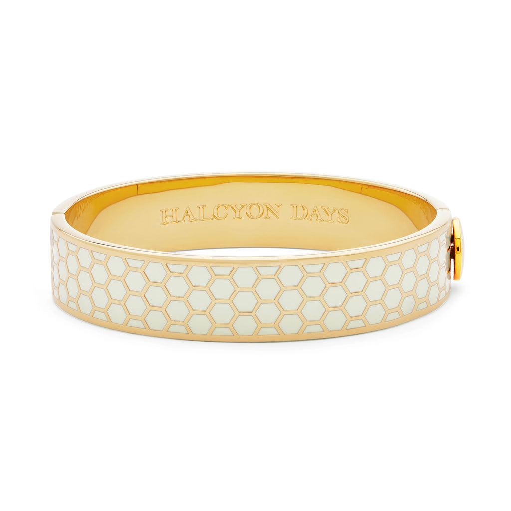 Halcyon Days 13mm Cream Honeycomb Hinged Bangle - Charles Mayer