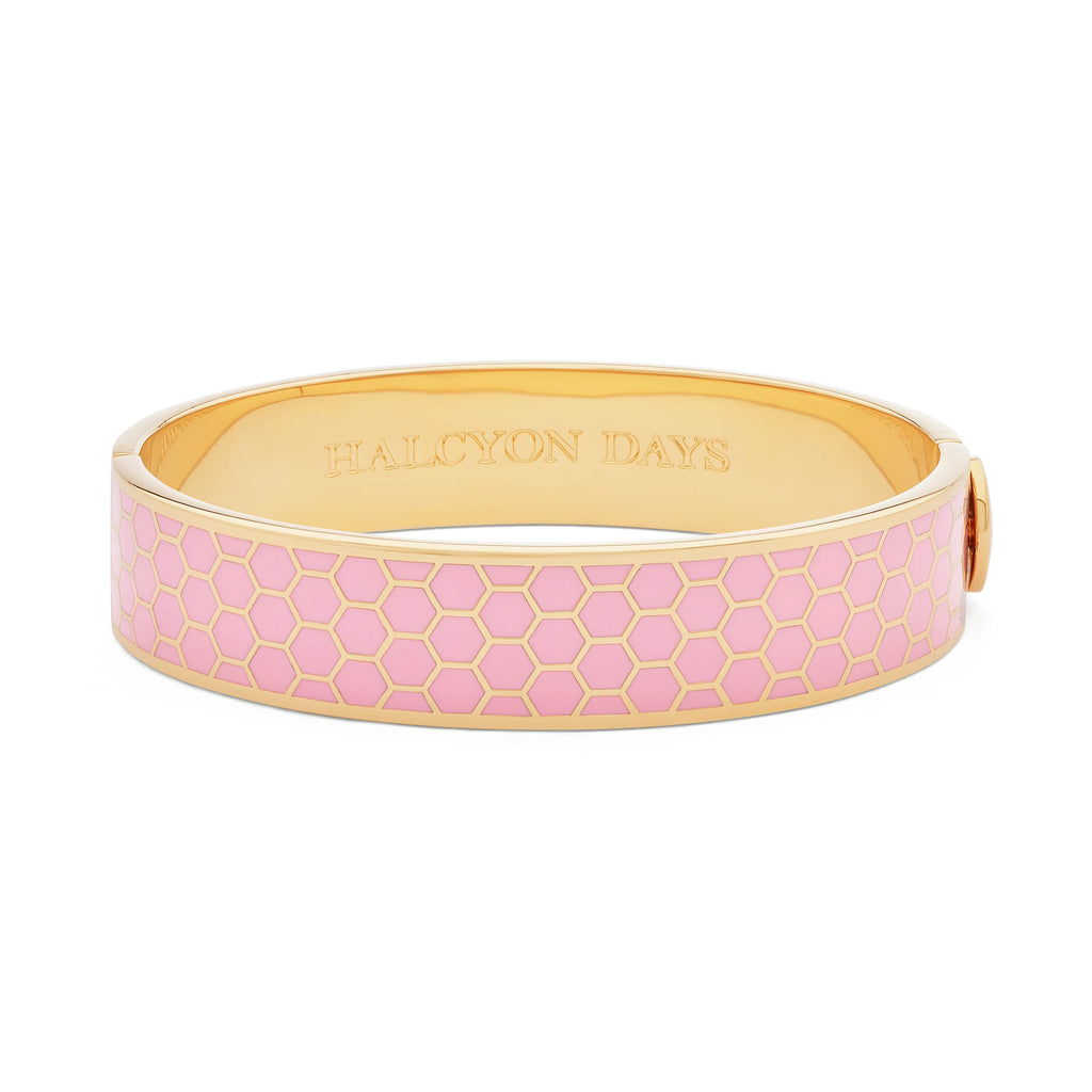 Halcyon Days 13mm Pale Pink Honeycomb Hinged Bangle - Charles Mayer
