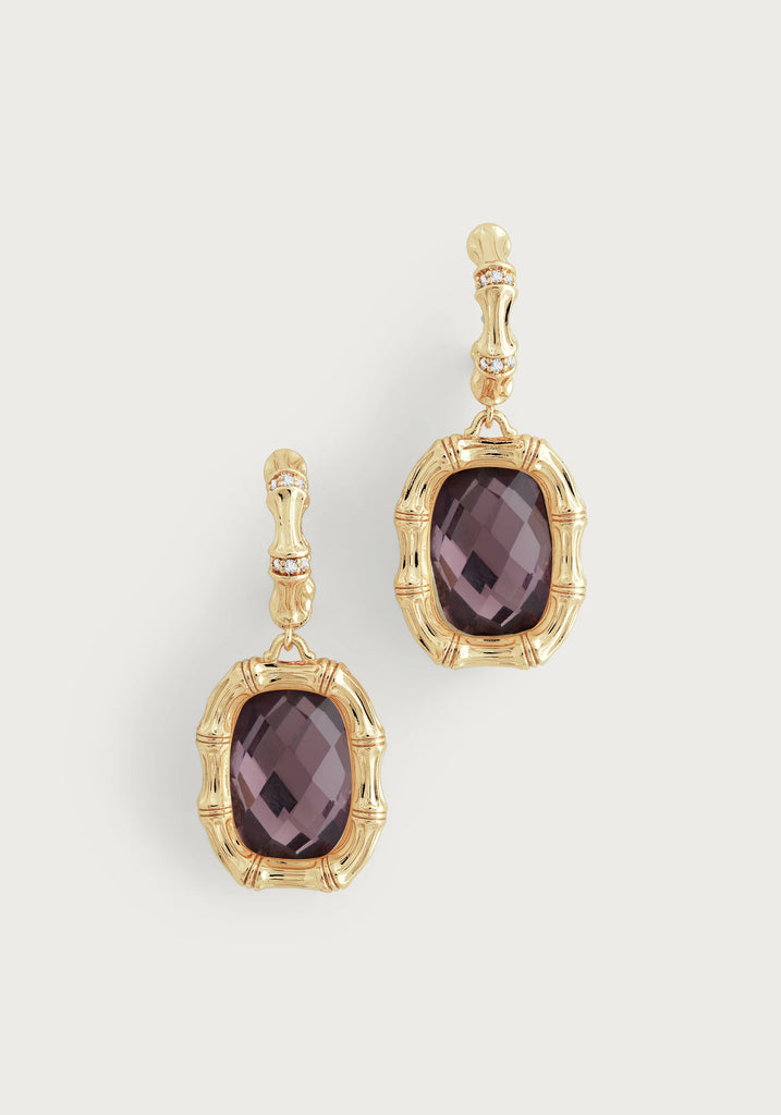 Anabel Aram Bamboo with Iridescent Amethyst Drop Earrings - Charles Mayer