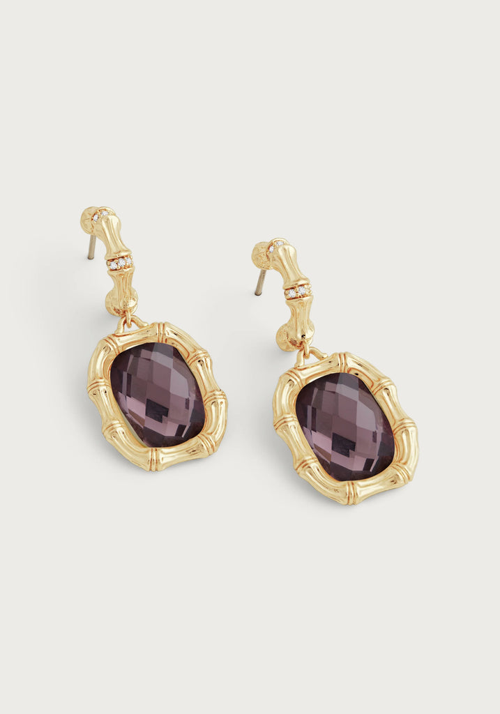 Anabel Aram Bamboo with Iridescent Amethyst Drop Earrings - Charles Mayer