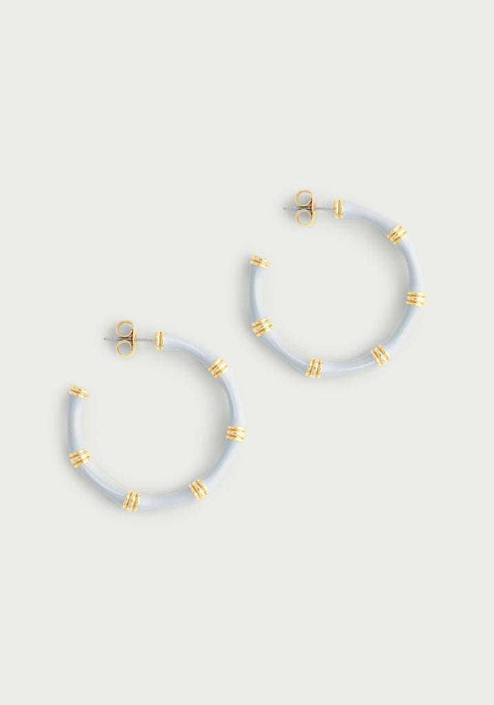 Anabel Aram Pale Blue & Gold Bamboo Hopp Earrings - Charles Mayer