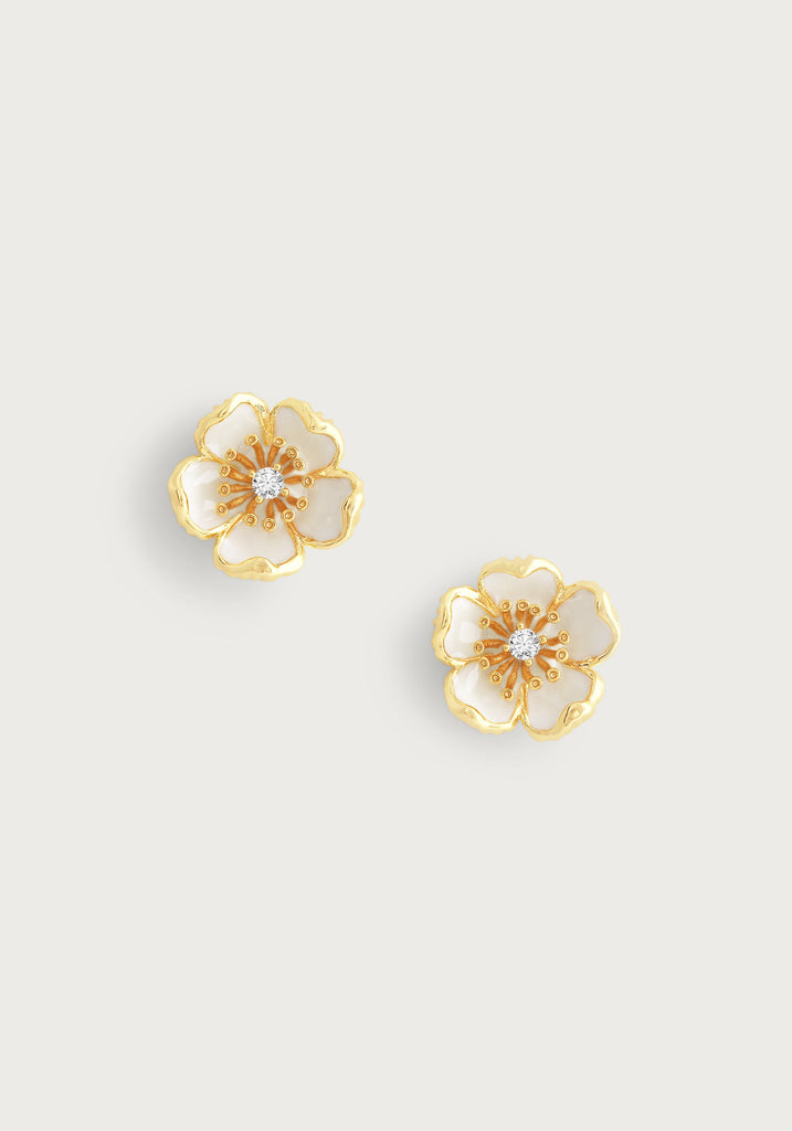 Anabel Aram Orchid Enameled Stud Earrings - Charles Mayer