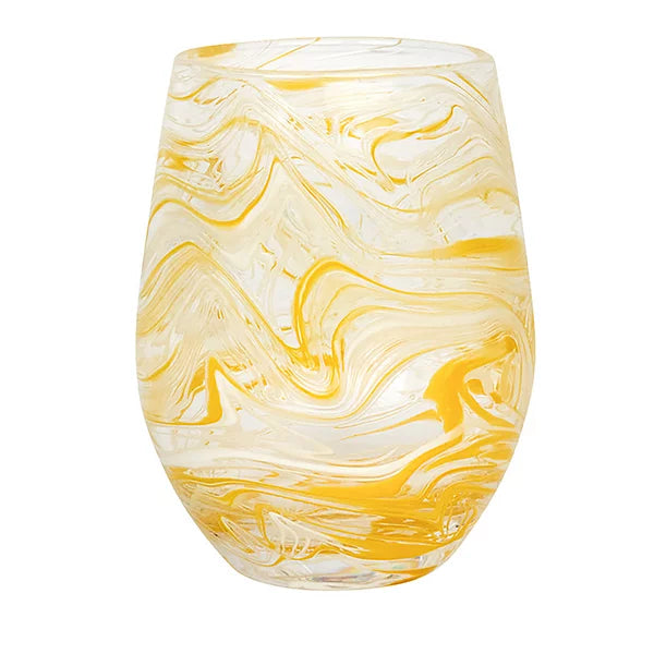 Juliska Puro Marbled Yellow Stemless Wine Glass - Charles Mayer