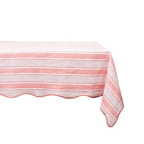 Juliska Cabana Stripe Coral 60" x 120" Tablecloth - Charles Mayer