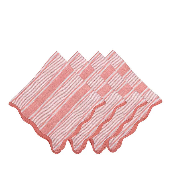 Juliska Cabana Stripe Coral Napkin, Set of 4 - Charles Mayer