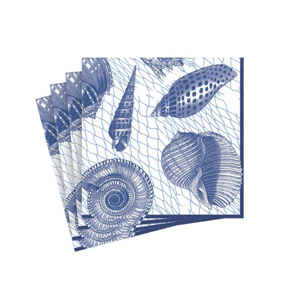 Caspari Blue Shell Cocktail Napkin - Charles Mayer