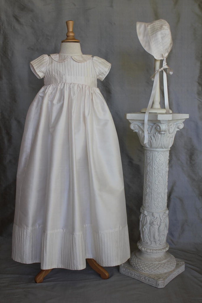 Susanne Lively Silk Dupioni Pintuck Christening Gown, 6-12 months - Charles Mayer