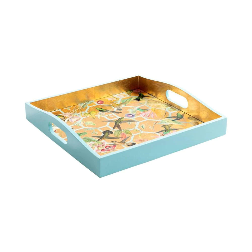 Caspari Hummingbird Lacquer Square Tray - Charles Mayer