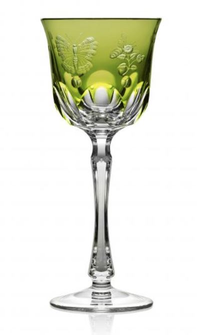 Varga Crystal Springtime Yellow-Green Wine Glass - Charles Mayer