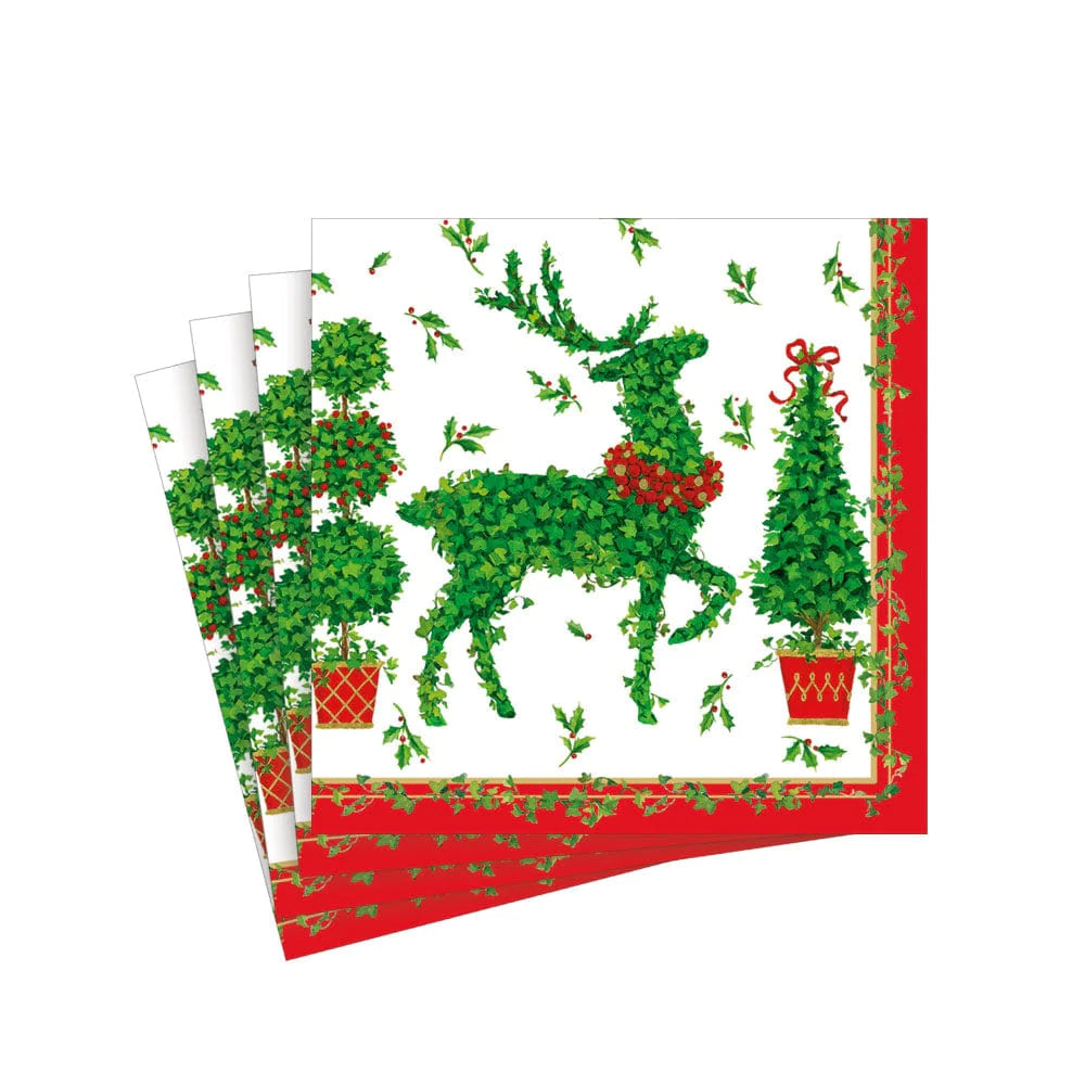 Caspari Animal Topiaries Cocktail Napkin, 20 count - Charles Mayer
