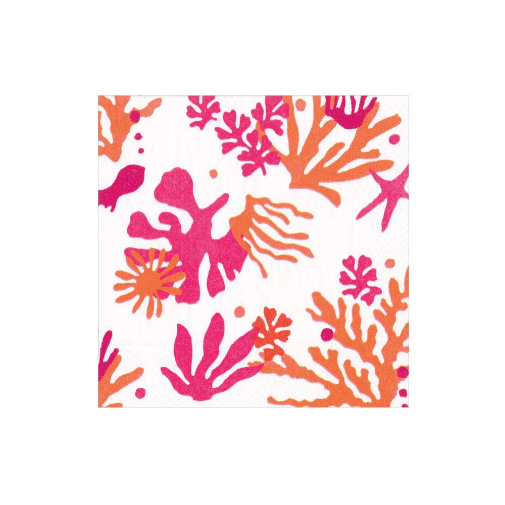 Caspari Matisse Coral Cocktail Napkins - Charles Mayer