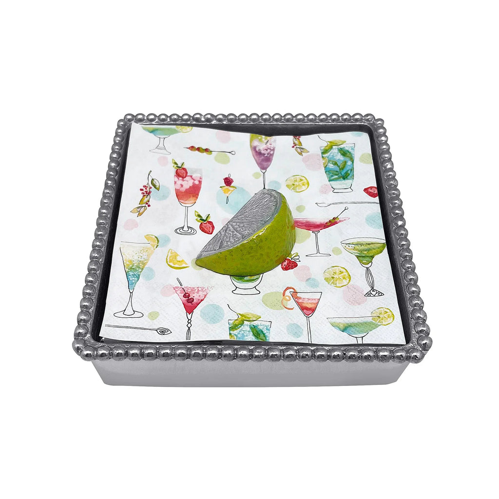 Mariposa Green Lime Wedge Beaded Napkin Box Set - Charles Mayer