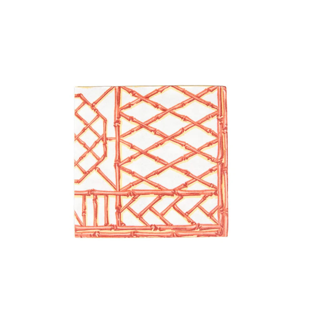 Caspari Coral Bamboo Cocktail Napkin - Charles Mayer