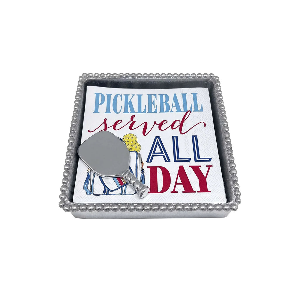 Mariposa Pickleball Served All Day Beaded Napkin Box Set - Charles Mayer