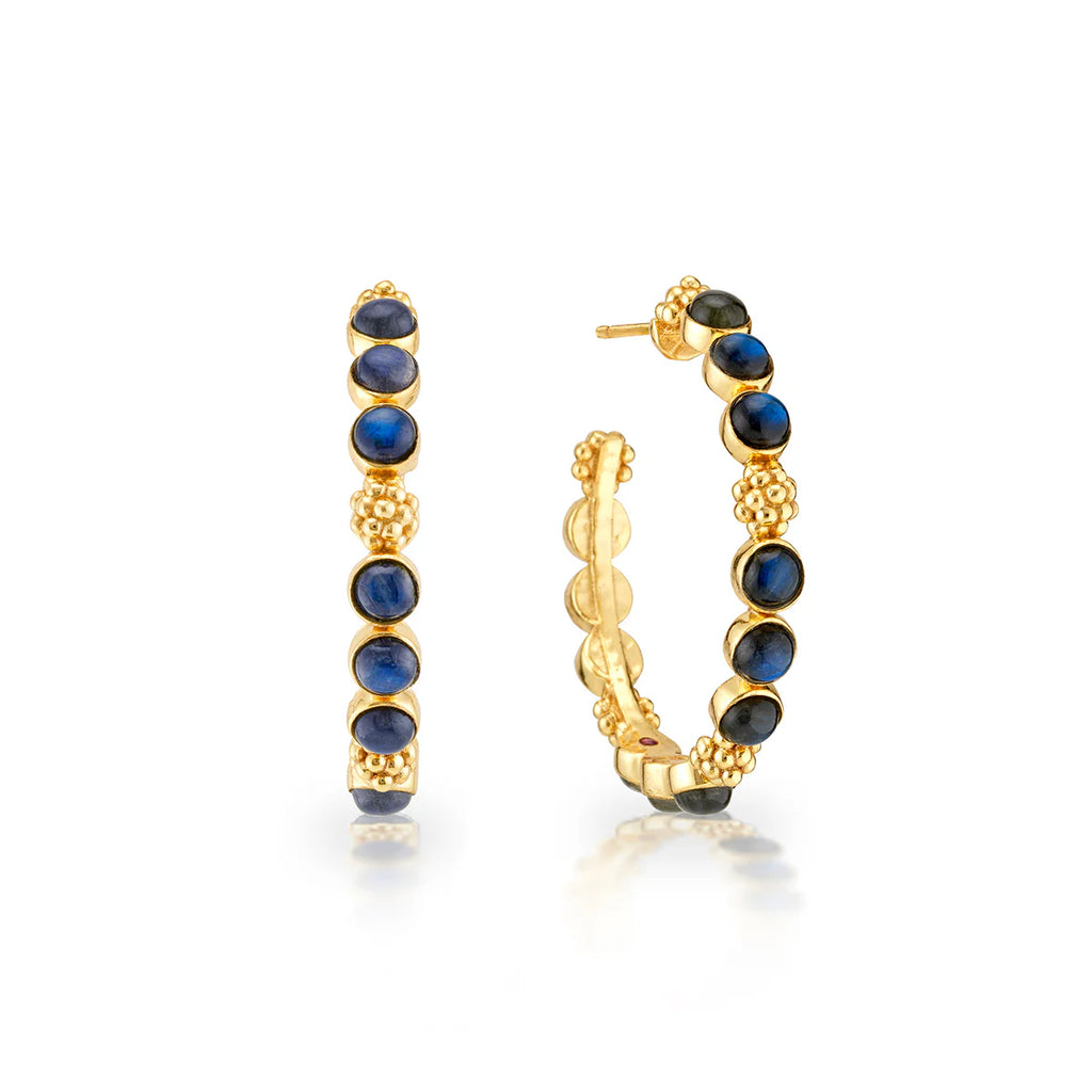 Capucine De Wulf Berry Gem Blue Labradorite Medium Hoop Earring - Charles Mayer