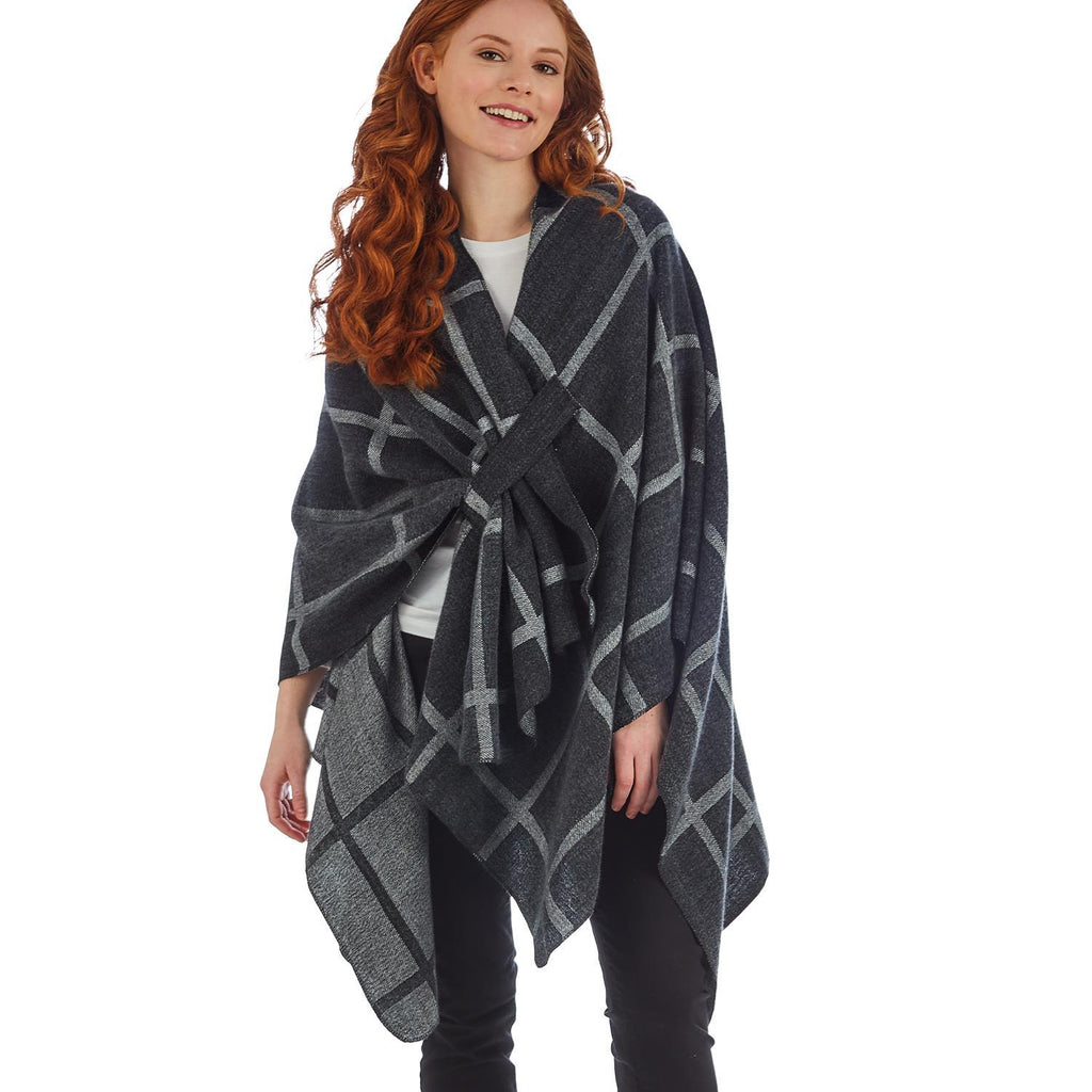 2 Chic Asymetric Shawl-Gray and White - Charles Mayer