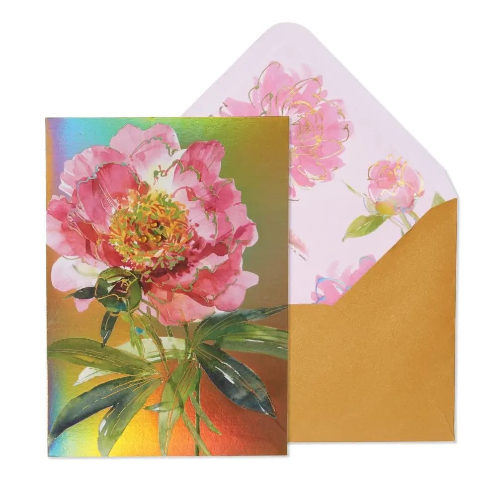 Niquea.D Peony on gold Mother's Day Card - Charles Mayer