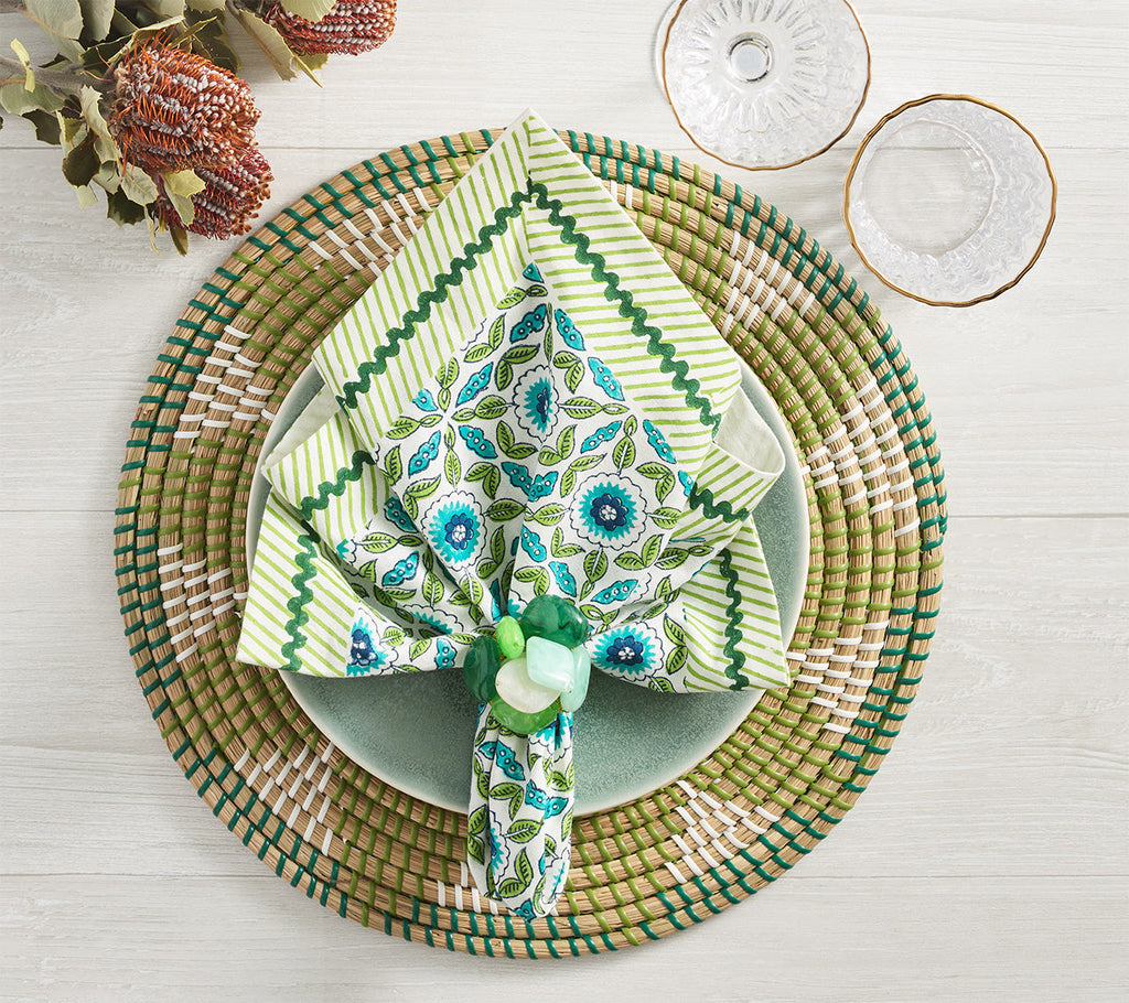 Kim Seybert Majorelle White/Blue/Green Napkin - Charles Mayer