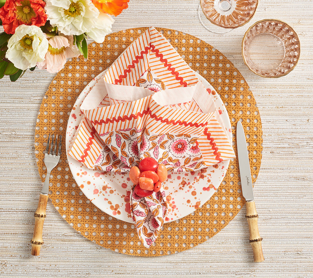 Kim Seybert Majorelle White/Pink/Orange Napkin - Charles Mayer