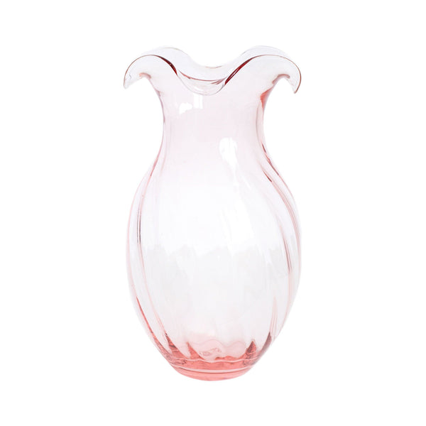 Vietri Hibiscus Small Pink Vertical Fluted Vase - Charles Mayer