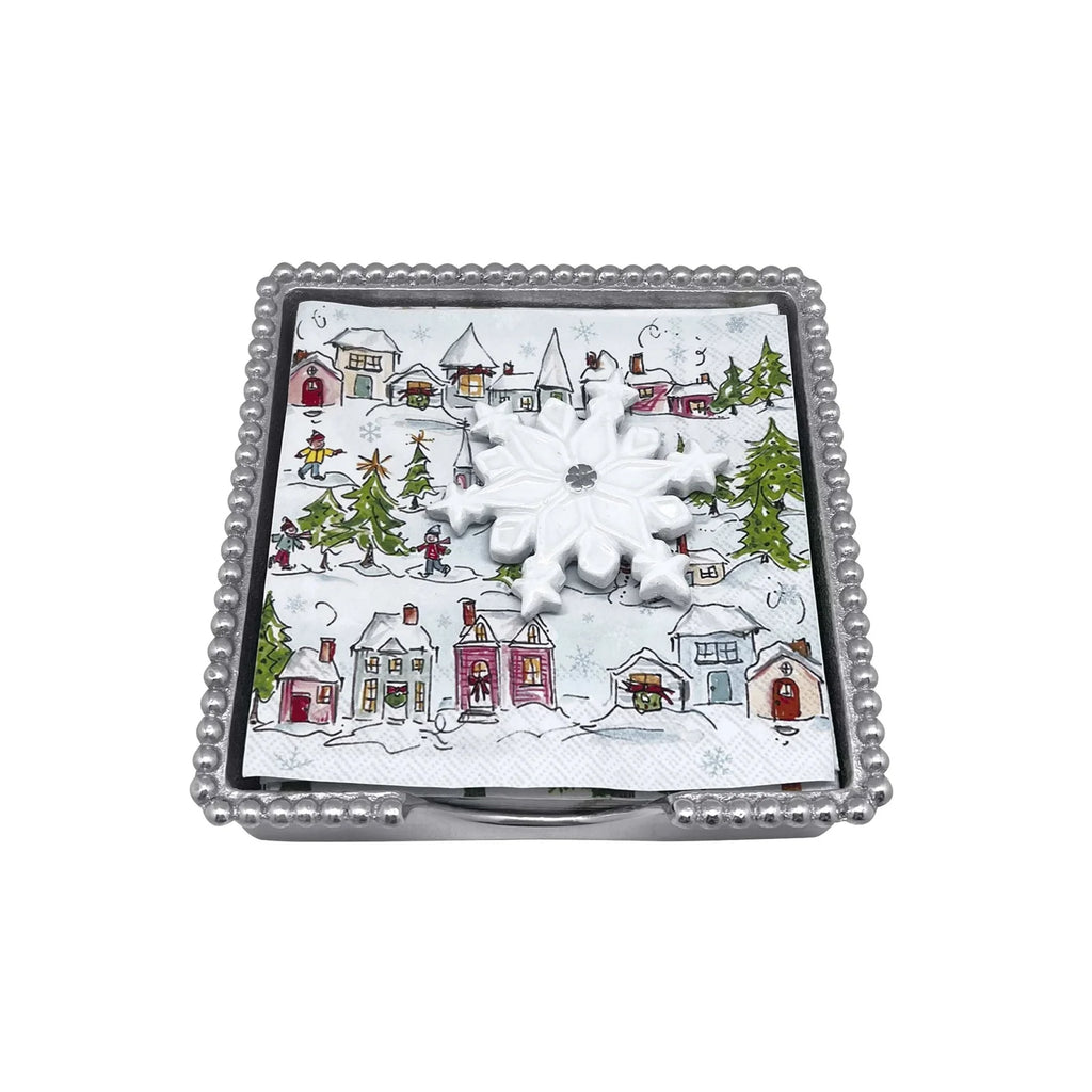 Mariposa White Snowflake Napkin Box - Charles Mayer