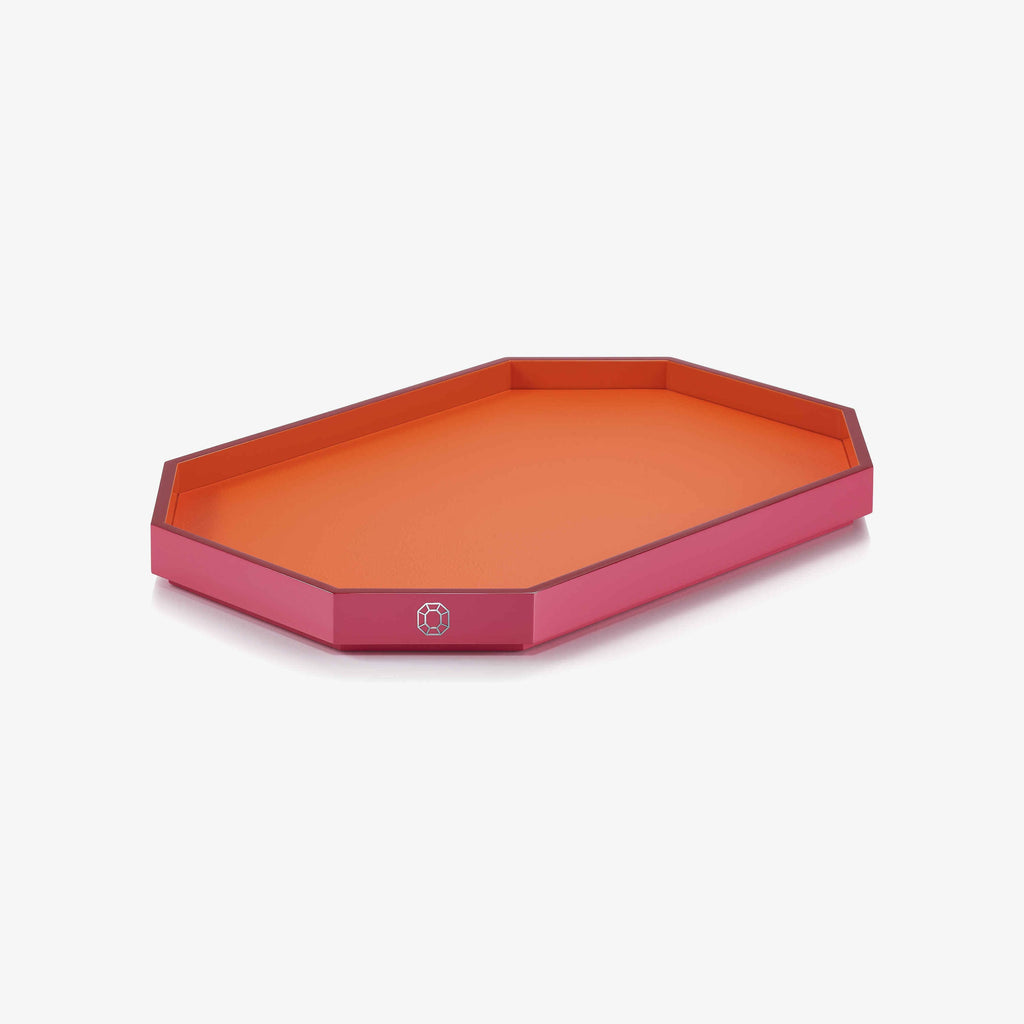 Baccarat Octogone Orange Lacquer Tray - Charles Mayer