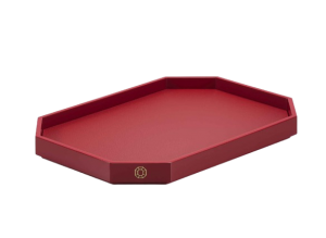 Baccarat Octogone Red Lacquer Tray - Charles Mayer