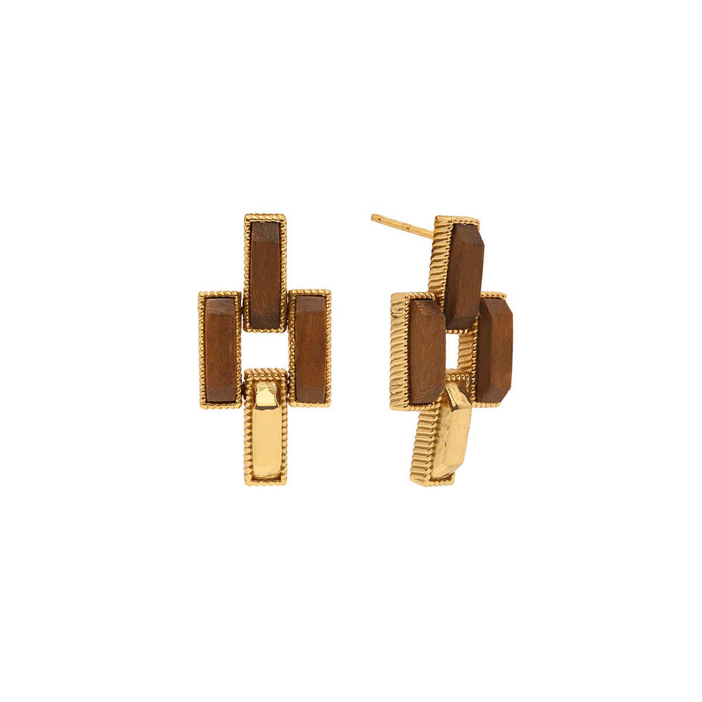 Capucine De Wulf Pathway Teak Small Link Post Earrings - Charles Mayer