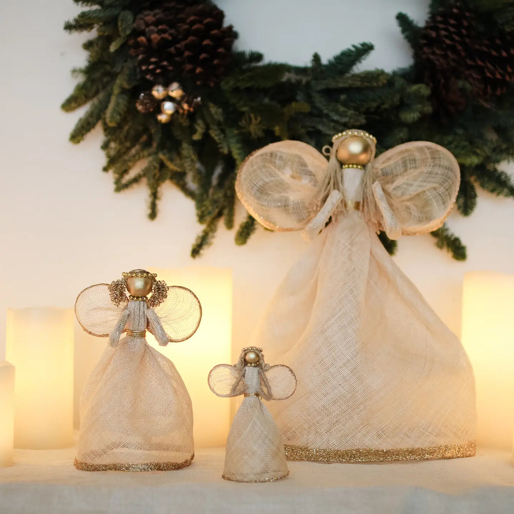 Dekorasyon 14" Sinamay Angel Tree Topper - Charles Mayer