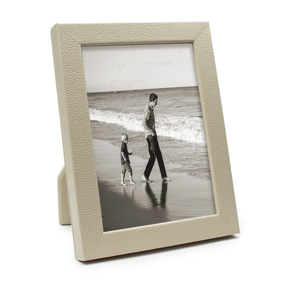 Monica Rich Kosann Cream Pebbled Leather Frame - Charles Mayer