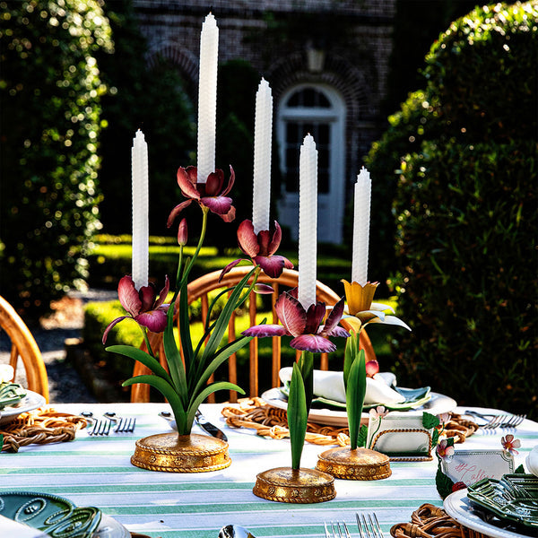 Juliska Meadow Walk Iris 14" Pink Centerpiece Candelabra - Charles Mayer